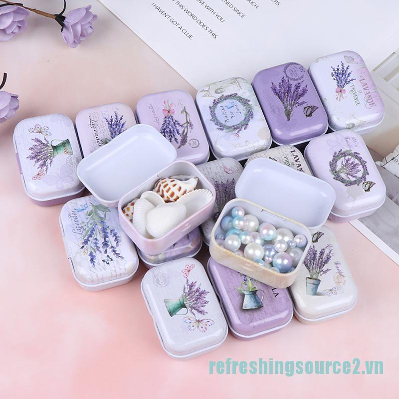 Hộp Thiếc Mini Với Hoa Oải Hương Đáng Yêu