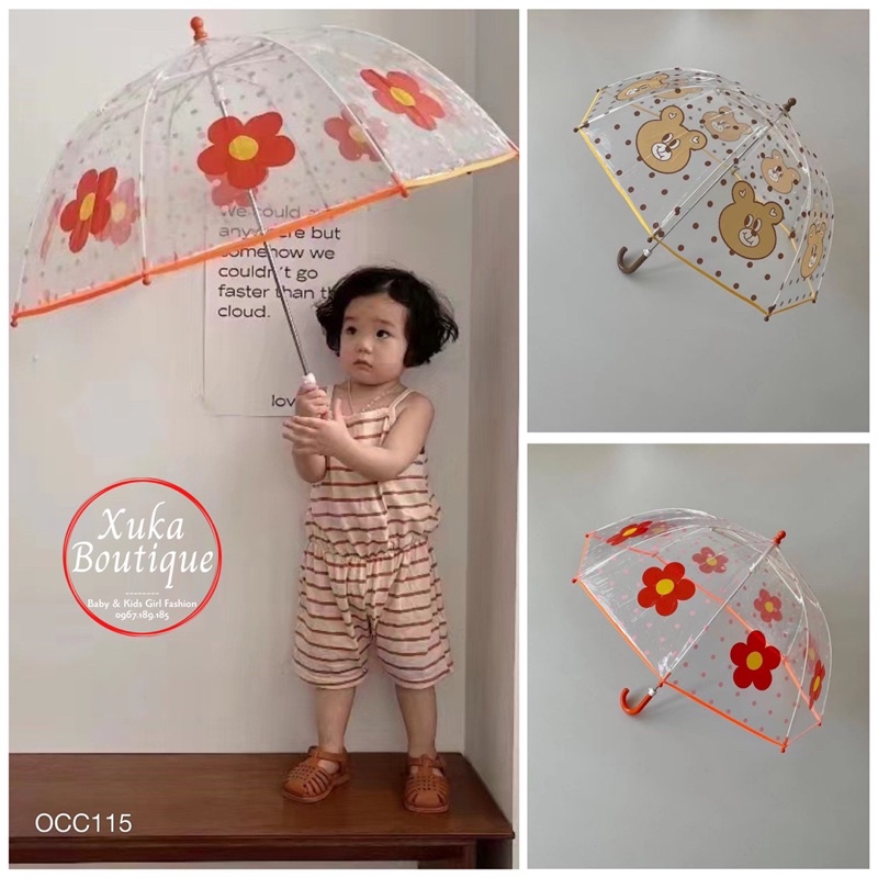 Ô Che Nắng Che Mưa Cho Bé style Hàn Quốc Ô dù trong suốt tay cầm dài