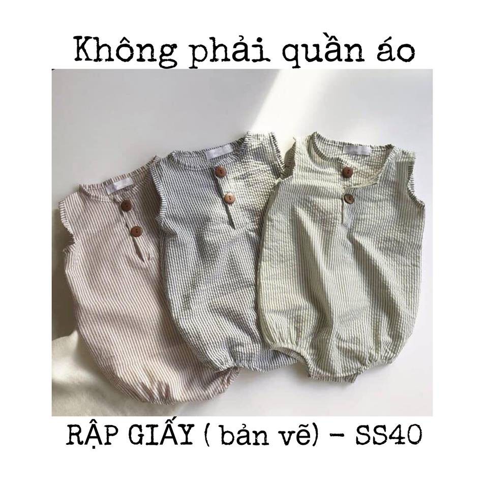 225 Rập giấy_ romper sát nách sơ sinh(0-12th)
