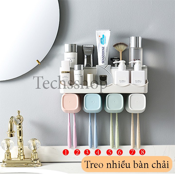 Kệ Nhả Kem Treo Bàn Chải Kèm Theo Ly 8204 - Kệ Nhựa Nhà Tắm Dán Tường