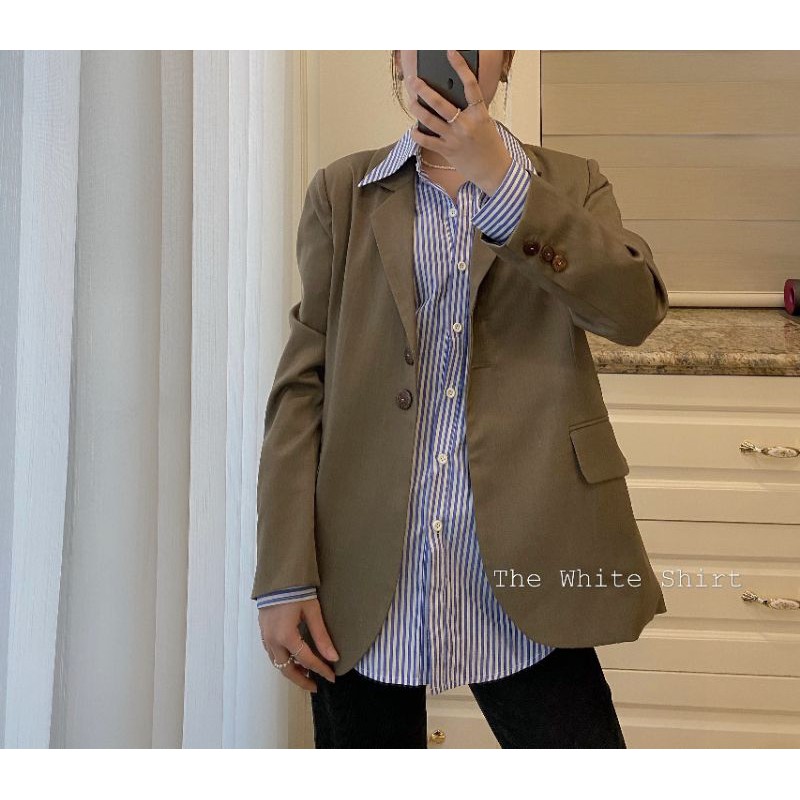 EMMY BLAZER - áo blazer trẻ trung thanh lịch màu nâu rêu