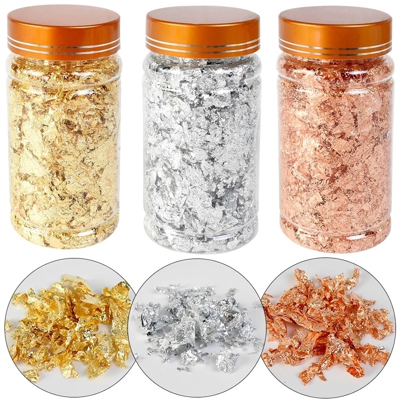 Bộ Lá Vàng Bạc 2/3g Đính Sequin Lấp Lánh Dùng Trang Trí Móng Tay Nghệ Thuật