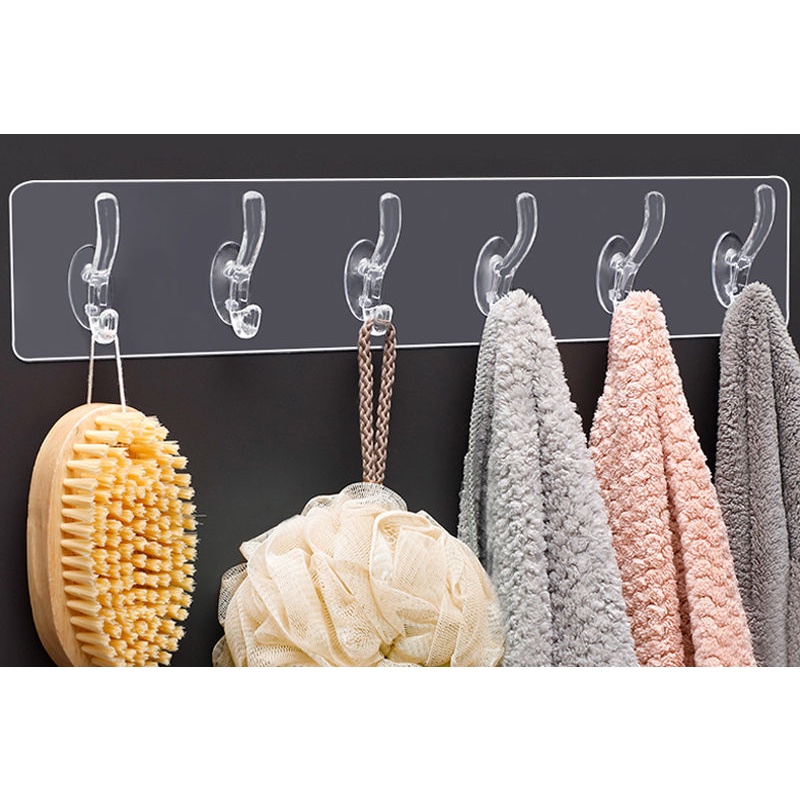 Móc dán tường với 6 móc treo đồ dùng đa năng dành cho phòng tắm/bếp