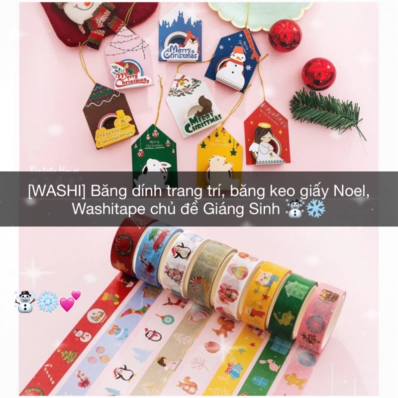 [WASHI] Băng dính trang trí, băng keo giấy Noel - Washitape chủ đề Giáng Sinh ☃️❄️