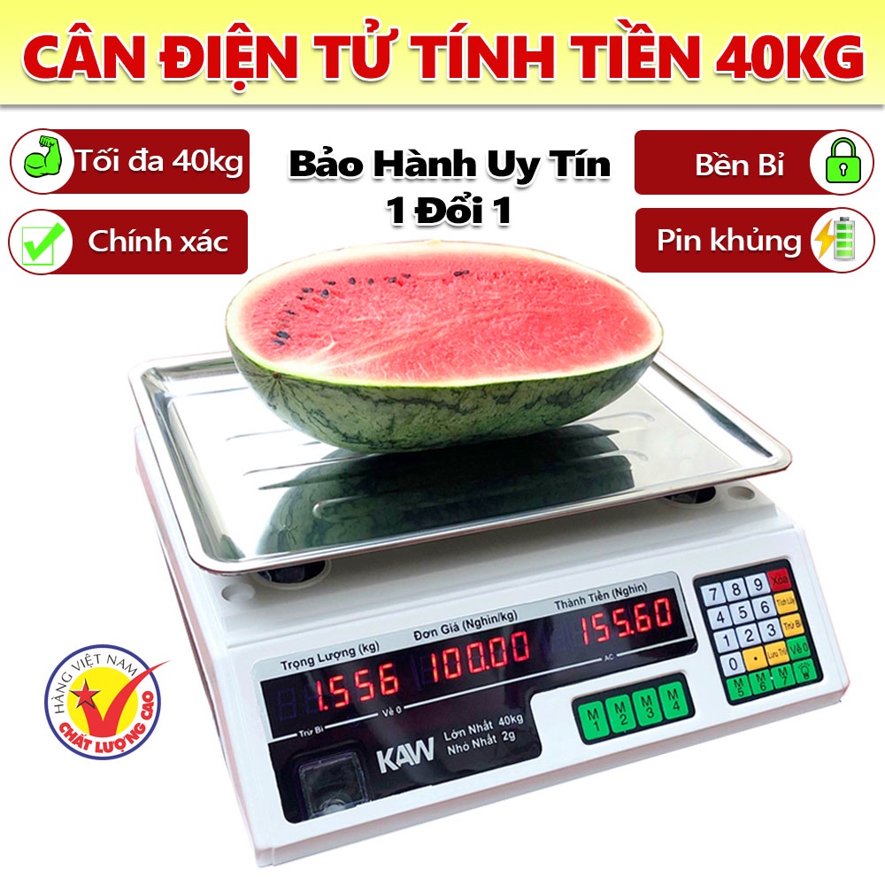 Cân điện tử tính tiền 2 mặt hiển thị - Loại 40kg chất lượng tốt, siêu chuẩn xác, chống nước, bền - Bảo hành 1 đổi 1