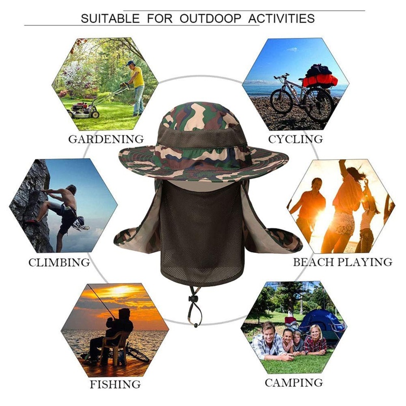 QQ Mũ Vành Rộng Chống Nắng / Tia UV Có Thể Tháo Rời Bảo Vệ Mặt Và Cổ Tiện Dụng