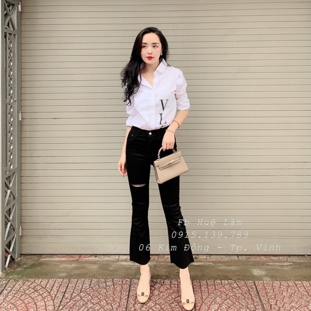 Quần jeans vẩy xẻ đùi