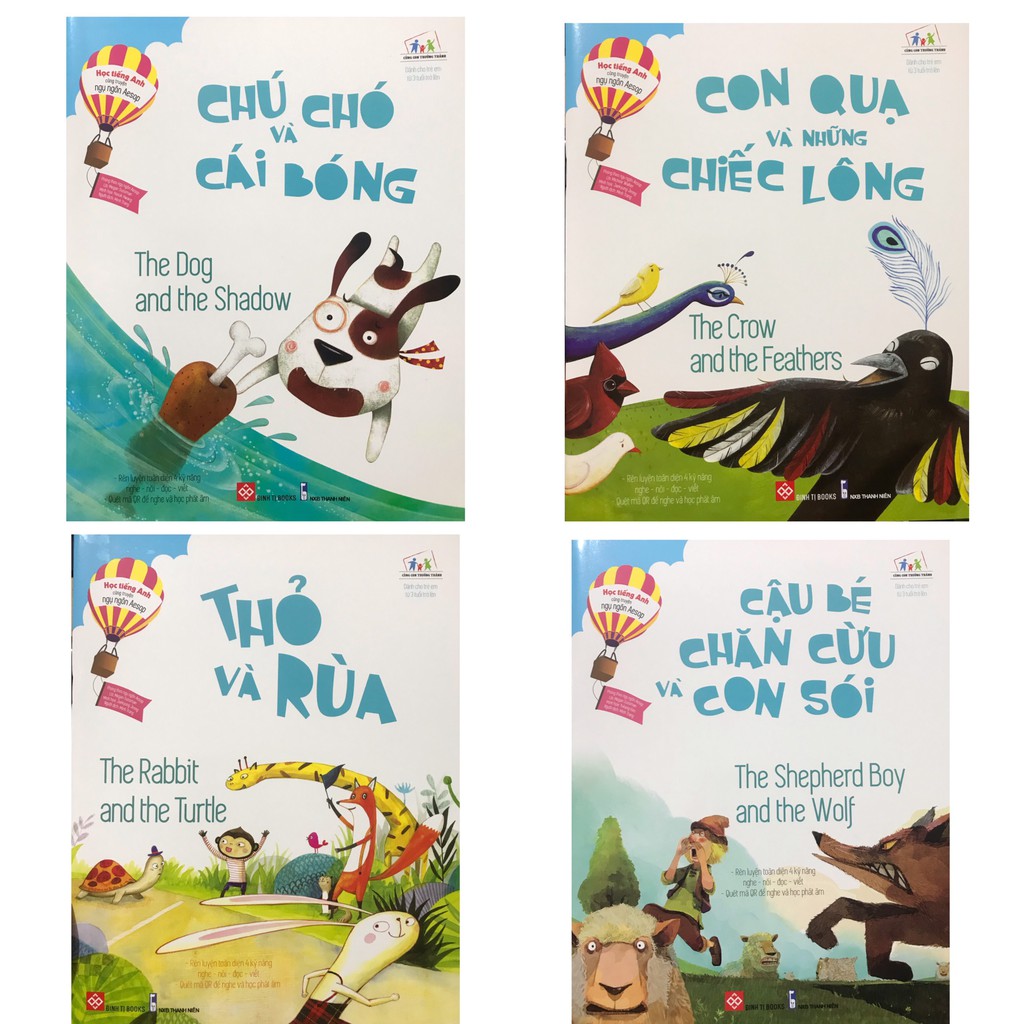 Sách - Combo 4 Cuốn: Học Tiếng Anh Cùng Truyện Ngụ Ngôn Aesop