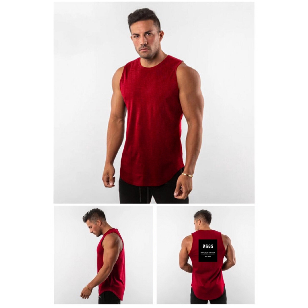 New Summer Mesh Fitness Casual Gym Tank Top Men Sports Workout Clothing Bodybuilding Fashion Singlets Sleeveless Quick Dry Vest