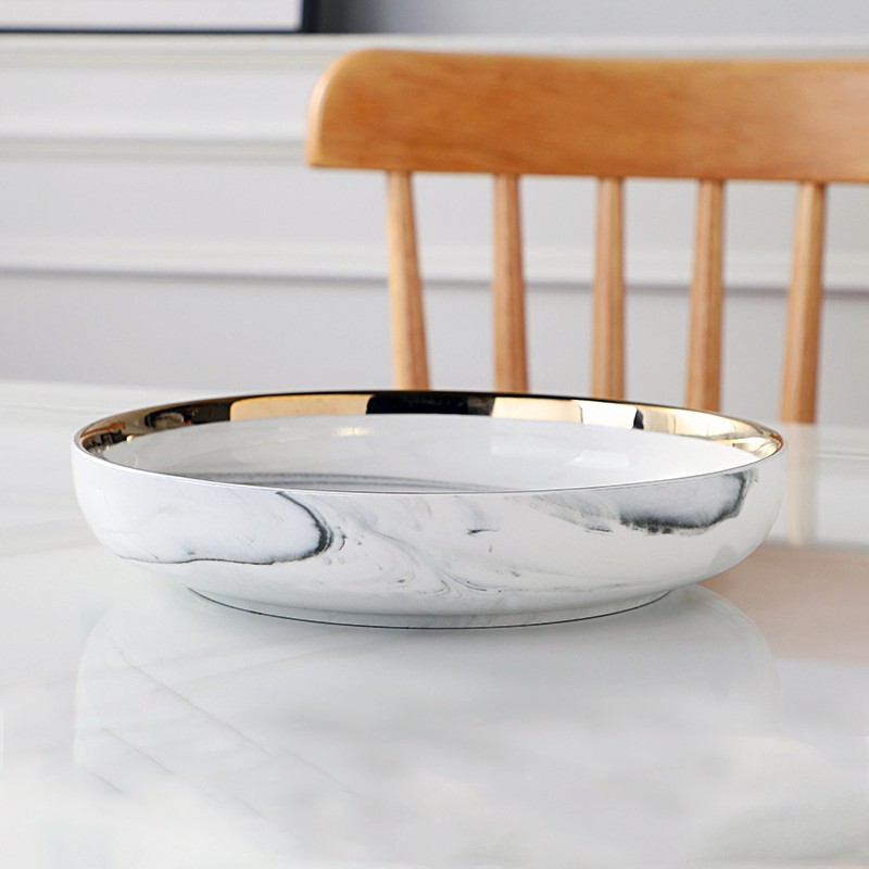Đĩa sứ họa tiết marble phụ kiện bàn ăn sang trọng - GD36