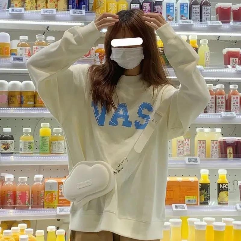 HIIXIIVI Áo Hoodie Tay Dài Cổ Tròn Dáng Rộng Thời Trang 2022