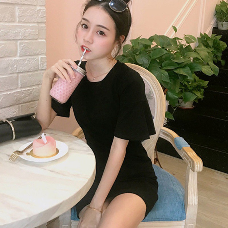 Đầm tay ngắn thiết kế hở lưng quyến rũ thời trang cho nữ