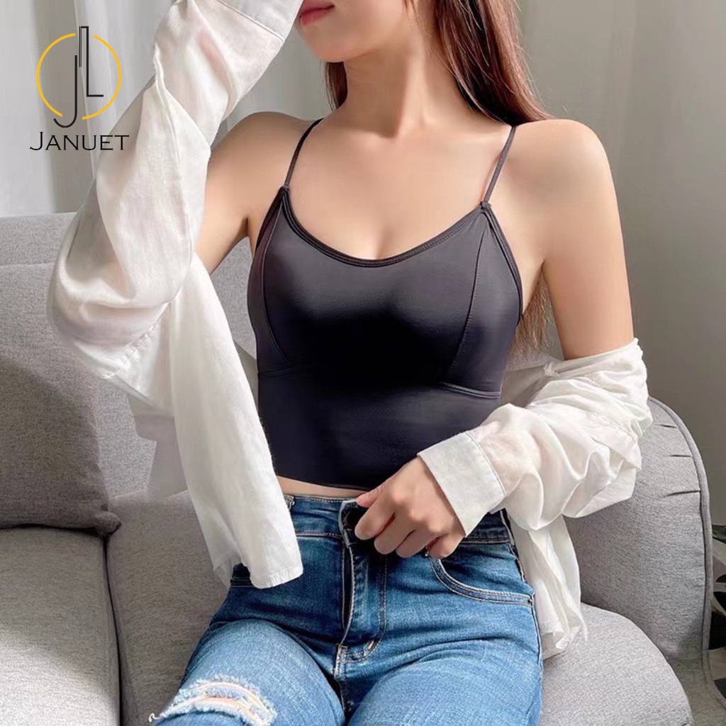 Áo Bra Hai Dây Croptop Januet Có Mút Đệm Ngực Hở Lưng Đan Dây Sexy  Cami03