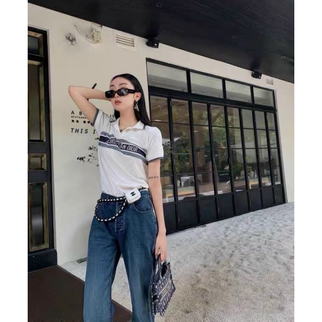 Áo len D chữ ngực cổ bẻ hàng QC