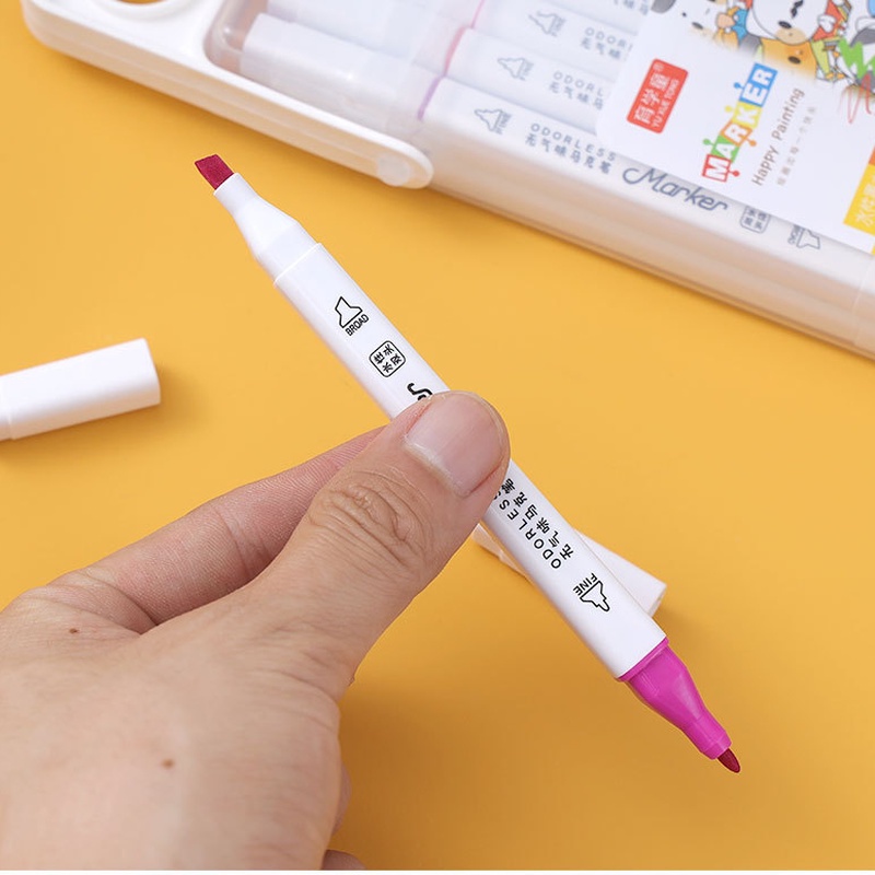 Bộ 12 / 18 /24 cây bút màu nước Ruixiang hai đầu mềm dùng cho đánh dấu / vẽ truyện tranh / graffiti / ghi chép nhật ký