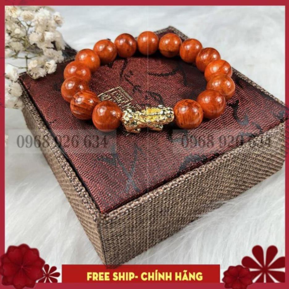 Vòng tay gỗ huyết long 💖FREE SHIP💖 Vòng đeo tay tỳ hưu 12 li huyết rồng phong thủy - tài lộc - may mắn