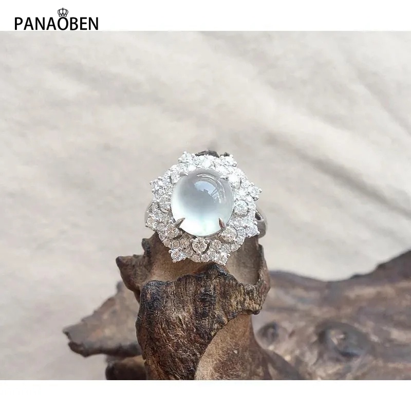 Nhẫn Hình Bông Tuyết Đính Đá Ngọc Bích Màu Vàng Kim Cương Phong Cách Âu Mỹ Mới S925 Có Thể Điều Chỉnh Làm Quà Tặng Cho Nữ