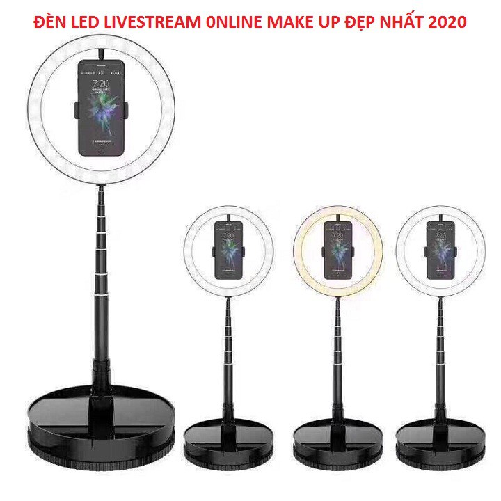 Đèn Livestream Size 26cm, Giá Đỡ Điện Thoại Live Stream Online, Make Up Chụp Ảnh Studio Model 2020