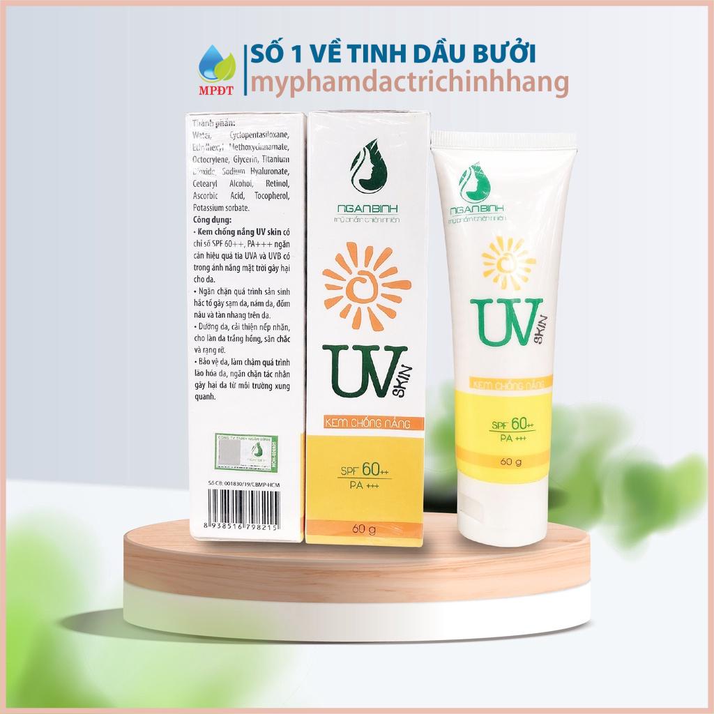 Kem Chống Nắng UV Skin SPF 60+++ Ngân Bình chống tia uv, tia cức tím, trang điểm . mới HÀNG MỚI chính hãng