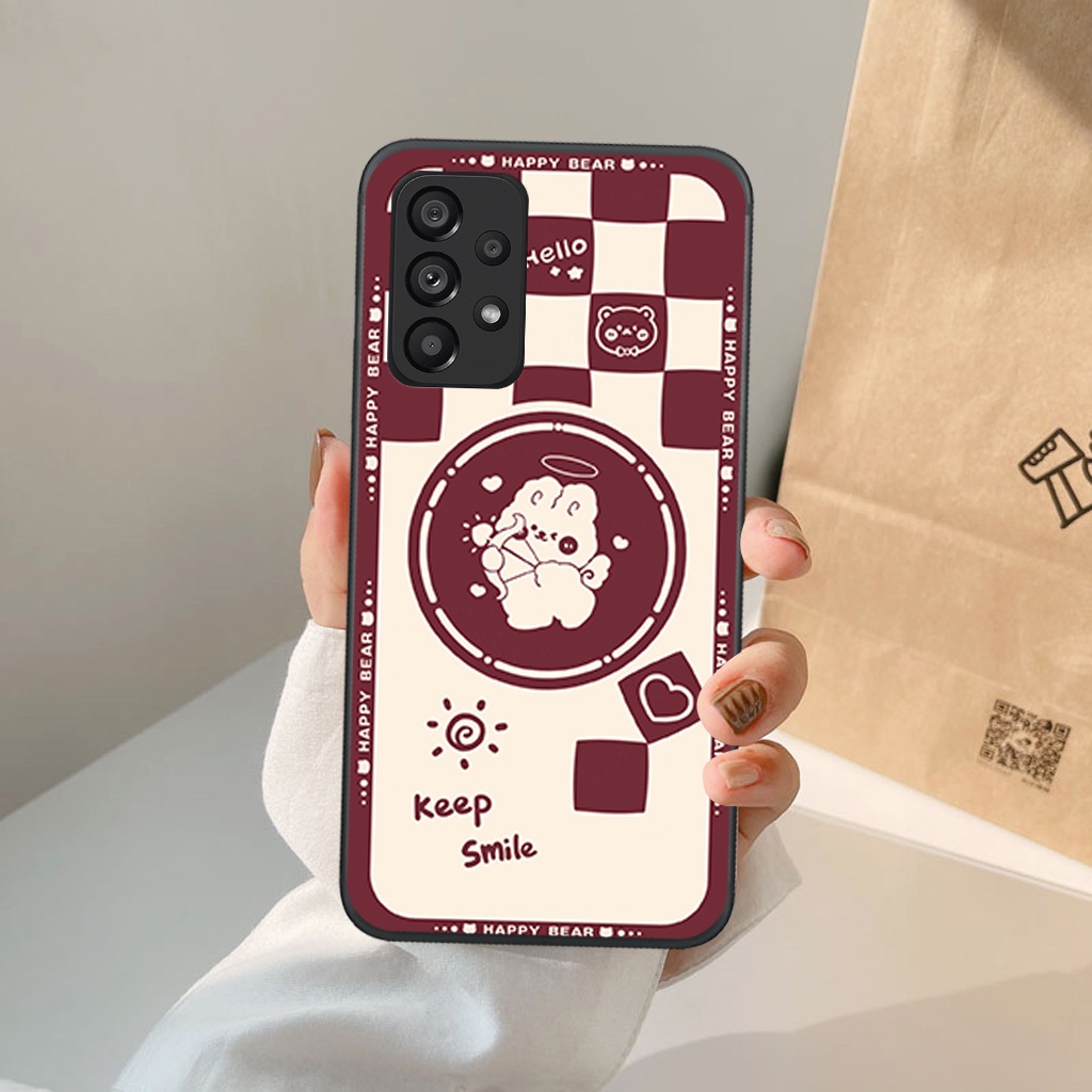 Ốp lưng Samsung A13/ A23/ A33/ A53/ A73 trái tim, hoạ tiết kẻ caro đen trắng thời trang