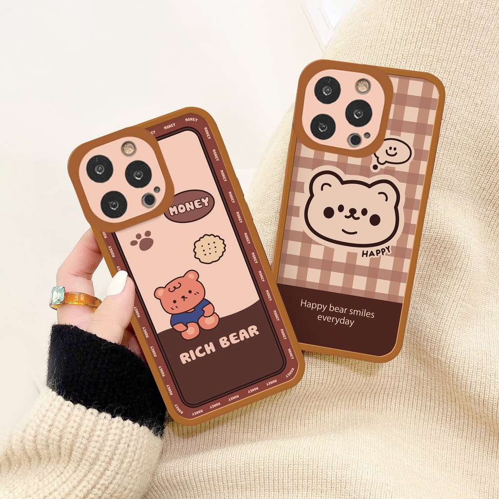 Ốp lưng iphone cạnh vuông lỗ camera bear happy 6/6splus/7/7plus/8/8plus/x/xr/xs/11/12/13/pro/max/plus/promax