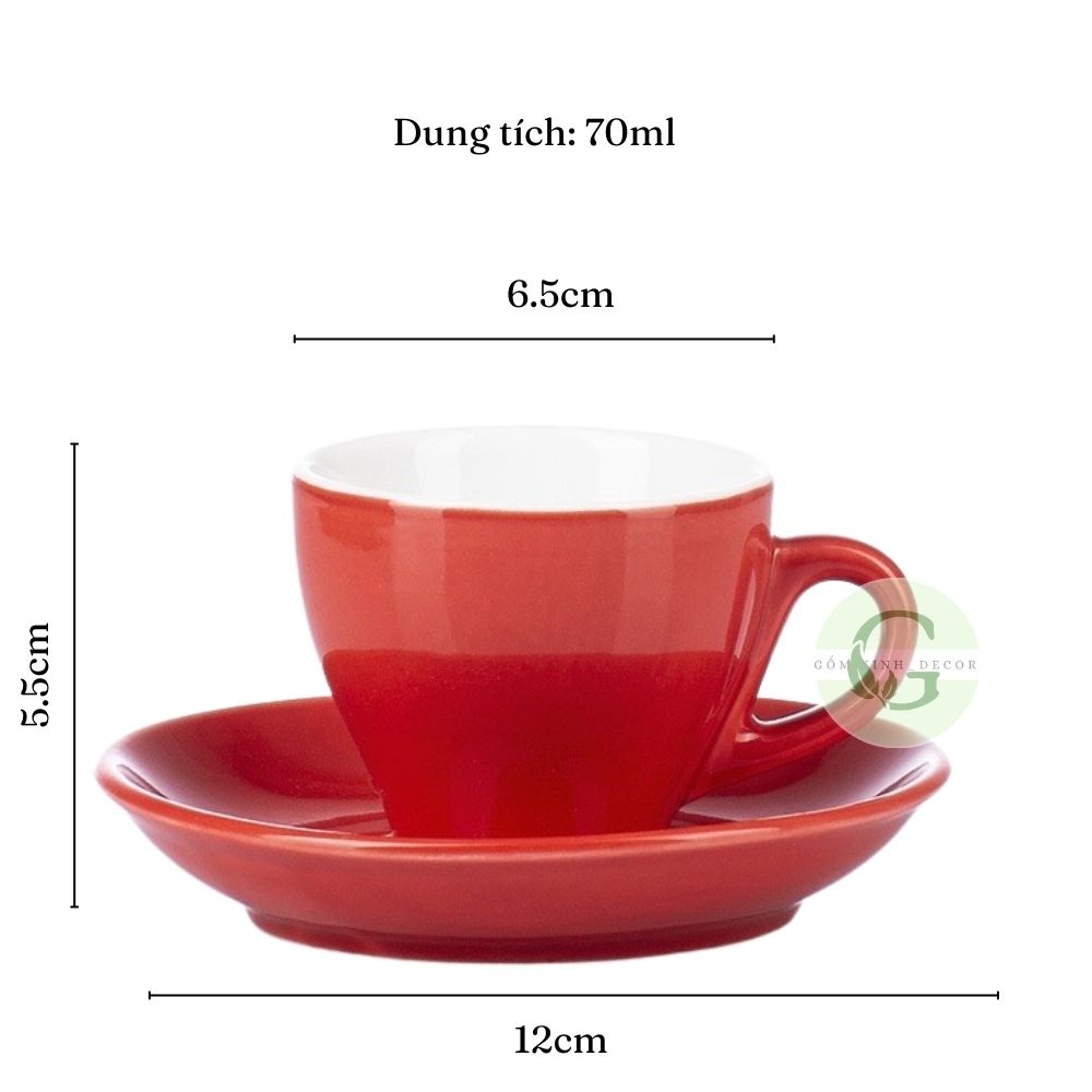 Ly Cà Phê Tách Cafe Espresso 70ml Gốm Sứ Bát Tràng Cao Cấp nhiều màu