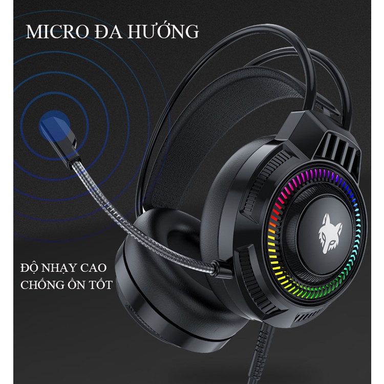 Tai Nghe Chụp Tai Gaming YH66 Có Mic Dùng 2 Giắc Chia 3.5mm