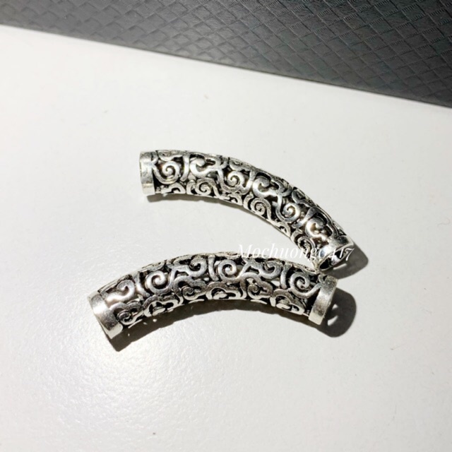 [FREE SHIP] Charm ống bạc chạm hoa văn - Hàng siêu đẹp bạc loại 1 PH316