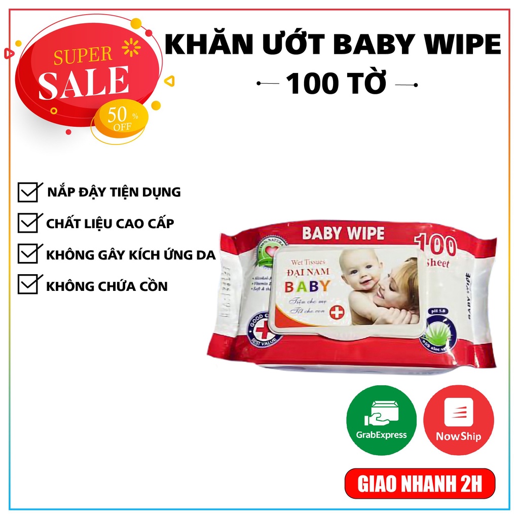 GÓI 100 TỜ KHĂN GIẤY ƯỚT BABY THIÊN PHÚC