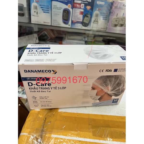 Khẩu trang y tế Danameco tiệt trùng từng cái (hộp 50 chiếc) bao bì mới