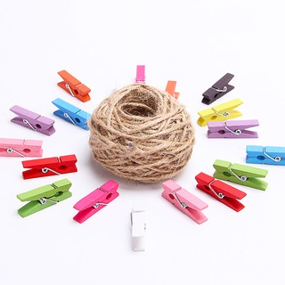 Set 20 kẹp gỗ và 2m dây treo ảnh bkr
