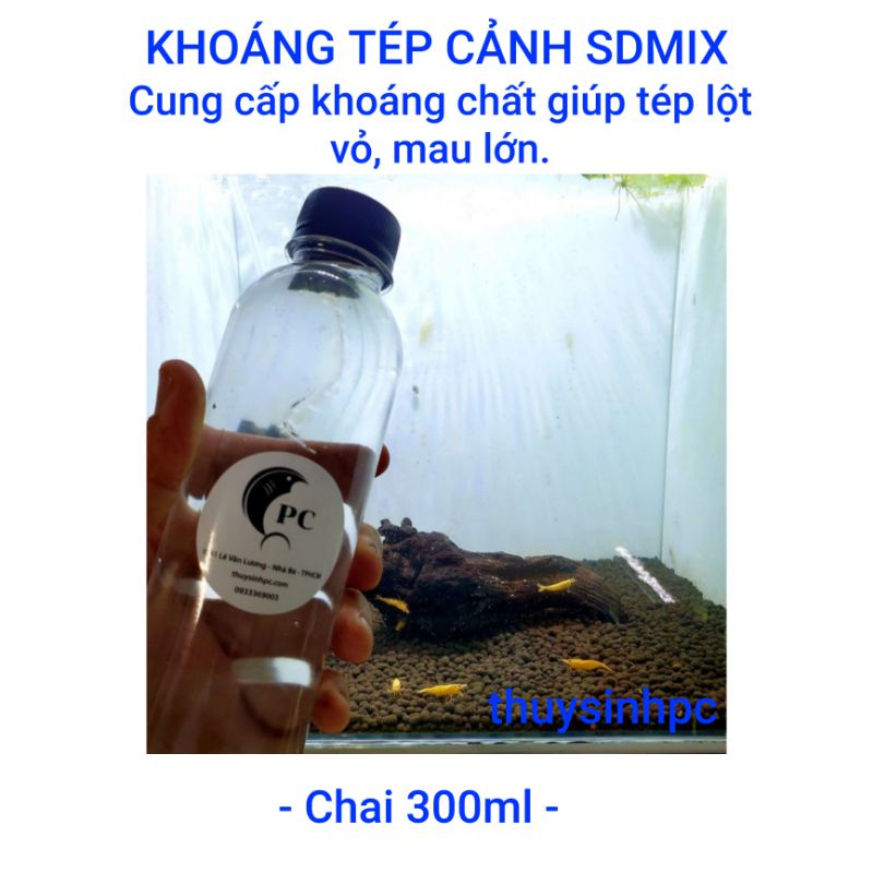 Khoáng tép cảnh dạng nước SDMix bổ sung các khoáng chất chính giúp tép lột vỏ mau lón