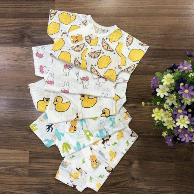 Xả Hàng.Bộ Cotton Giấy Cộc Tay_Made In Việt Nam