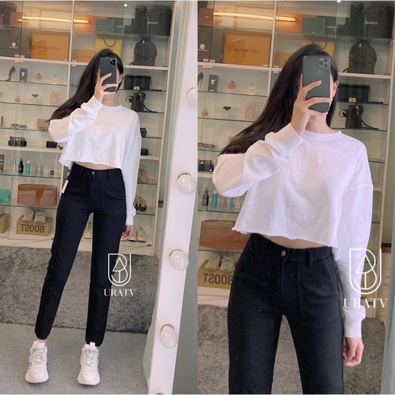 [FREESHIP - ẢNH CHÍNH CHỦ] Áo croptop trơn tay dài ZR 155