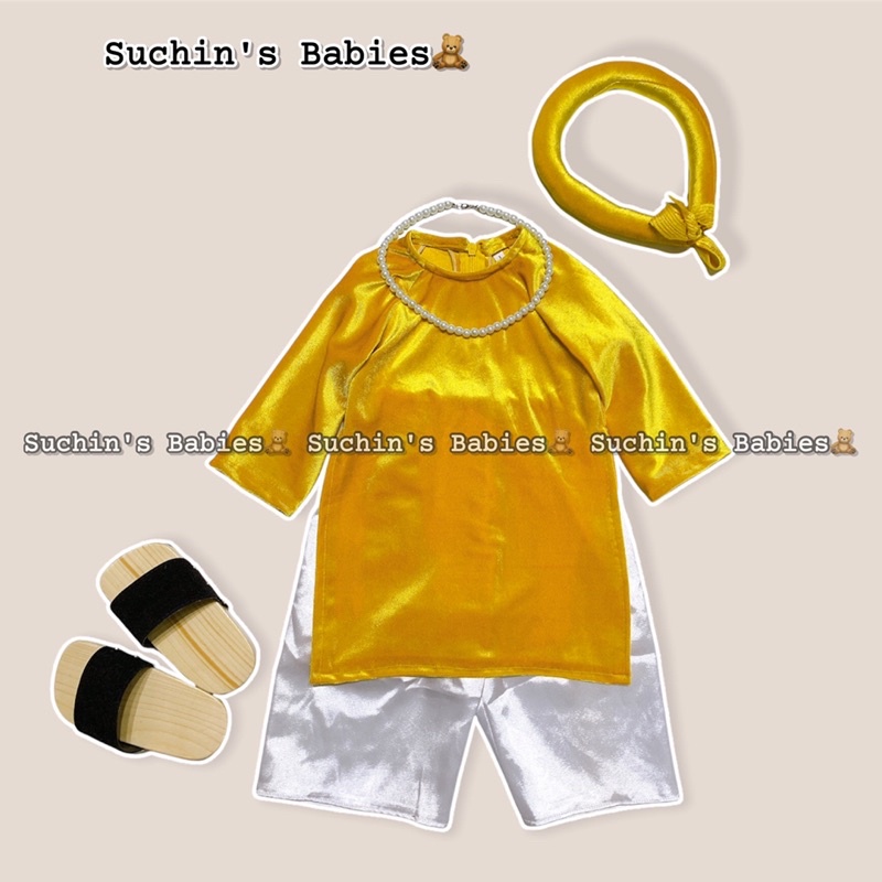 Áo dài nhung trơn cho bé Suchin