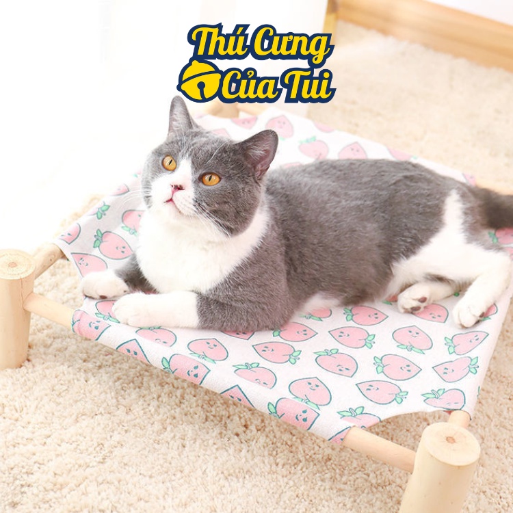 Giường võng gỗ cho thú cưng chó mèo phong cách Nhật Bản dễ thương - Thú cưng của tui