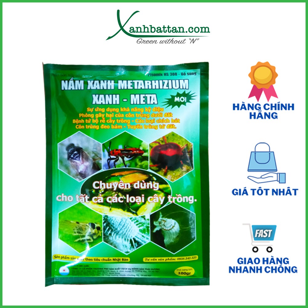 Chế Phẩm Sinh Học Nấm Xanh Metarhizium Trừ Sùng Đất, Cuốn Chiếu, Rầy Rệp Gói 100 Gram