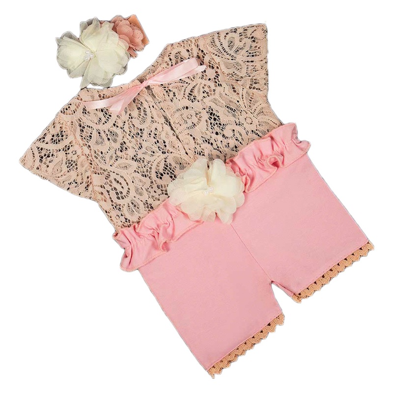 Set 2 Món Áo Liền Quần / Băng Đô Ren / Băng Đô Làm Phụ Kiện Chụp Ảnh Cho Bé Sơ Sinh 0-1 Tháng Tuổi