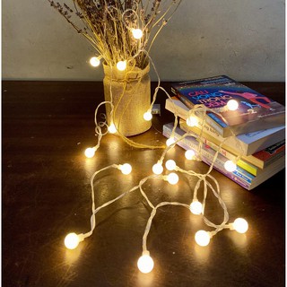 DÂY ĐÈN LED PIN 3M 20 BÓNG CHERRY BALL VÀNG NẮNG KHÔNG CHỚP