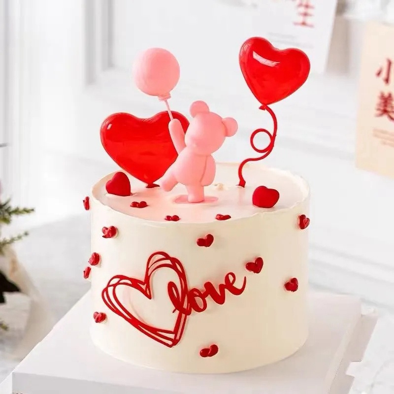 1 Bộ 4 Thẻ Cắm Trang Trí Bánh Kem Hình Trái Tim