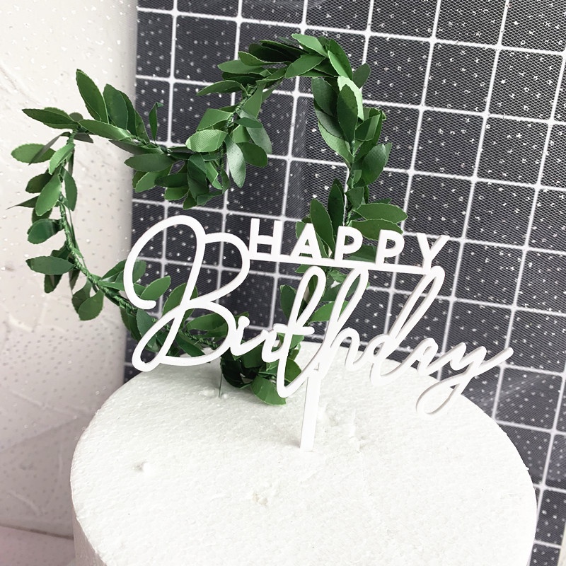 Bộ 10 Thẻ Cắm Trang Trí Bánh Sinh Nhật Bằng acrylic in Chữ happy birthday Kích Thước 10.5*15cm