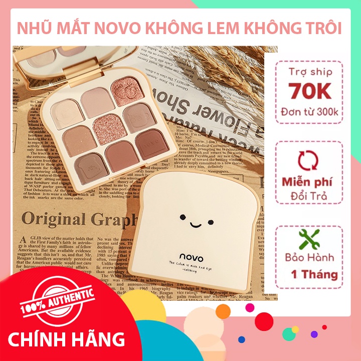 Bảng Phấn Mắt Novo 9 Ô Hình Bánh Mì Cute, Chất Phấn Mịn Lì, Ánh Nhũ Lấp Lánh Tạo Hiệu Ứng Đôi Mắt To Tròn, Thu Hút