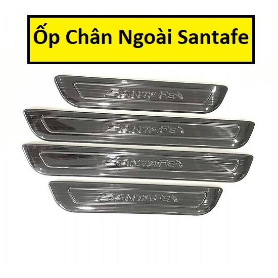 Ốp Bậc Cửa, Nẹp Bước Chân Xe Huyndai Santafe 2014-2018 Vân Titan Xước Cao Cấp