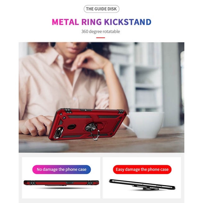 Ốp Điện Thoại Cứng Kèm Móc Xỏ Ngón Nam Châm Chống Rơi Cho OPPO A12 A7 A5 A3s A5s A12e A93 F11 F17 R19 Reno 4F 4 Lite