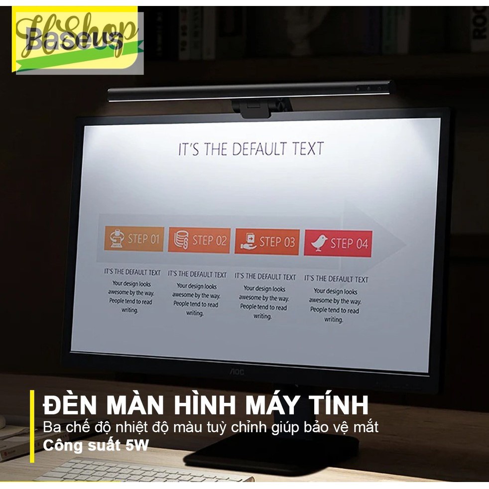 Đèn bàn treo màn hình máy tính Baseus 3 chế độ sáng,tăng giảm cường độ ánh sáng chống mỏi mắt và bảo vệ mắt
