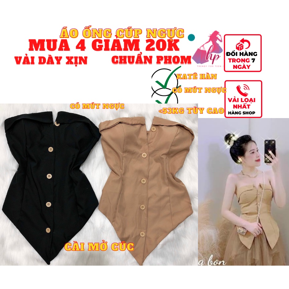 áo ống nữ dạng quây cài mở cúc tà nhọn có mút ngực may nhún sau kiểu hàn quốc cực sang chảnh thời trang nữ -A127