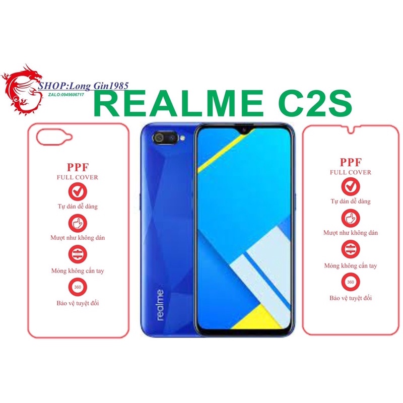 Realme C2S miếng dán trong Ppf mặt sau và mặt trước chống va đập chống trầy xước