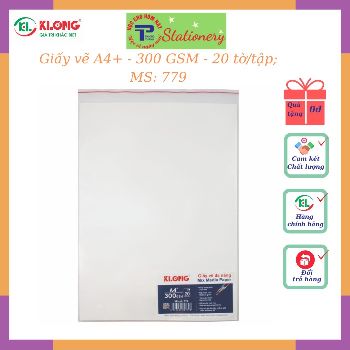 Giấy vẽ Màu Nước Klong A4 Cao Cấp 300GSM 20 tờ - MS: 779