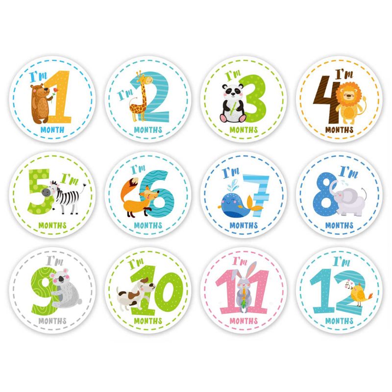 Bộ 12 Sticker Đánh Dấu Cột Mốc Họa Tiết Hoạt Hình Dễ Thương Dùng Trang Trí