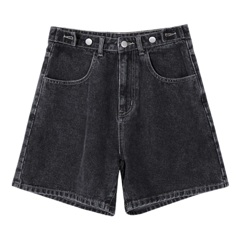 Quần Short Denim Lưng Cao Ống Rộng Phối Khóa Điều Chỉnh Được Phong Cách Hàn Quốc Thời Trang Mùa Hè Cho Nữ 2021 K8670